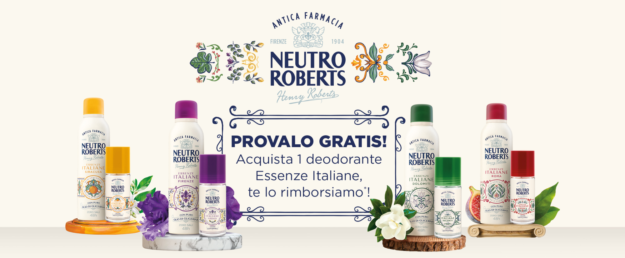 Immagine desktop: Neutro Roberts, provalo gratis! Acquista 1 deodorante Essenze italiane, te lo rimborsiamo*!