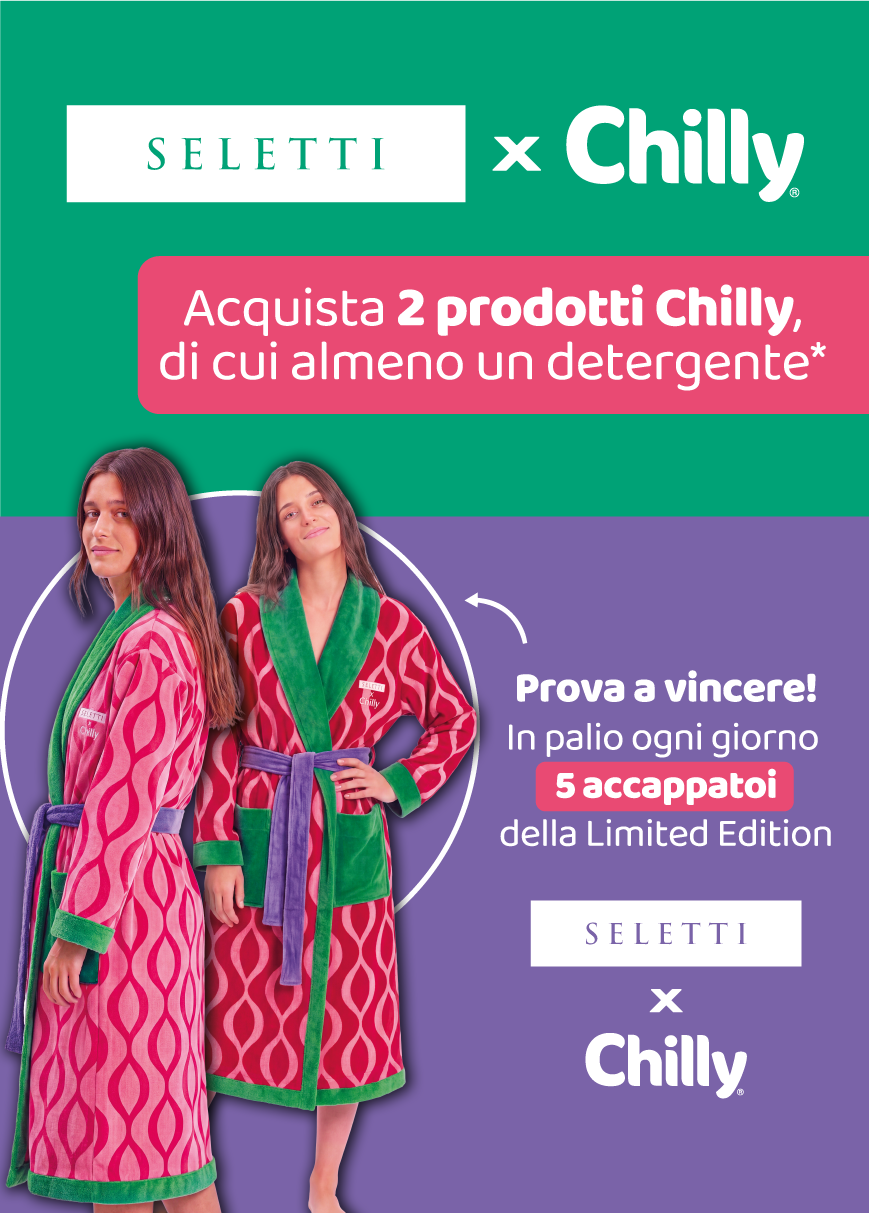 Immagine per smartphone che spiega la meccanica del concorso VINCI CON CHILLY L'ICONICO ACCAPPATOIO DELLA LIMITED EDITION